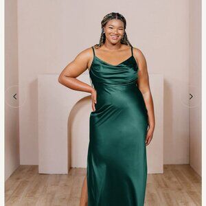 Emerald Revelry Satin Skye Bridesmaid Dress- Unaltered Size 14